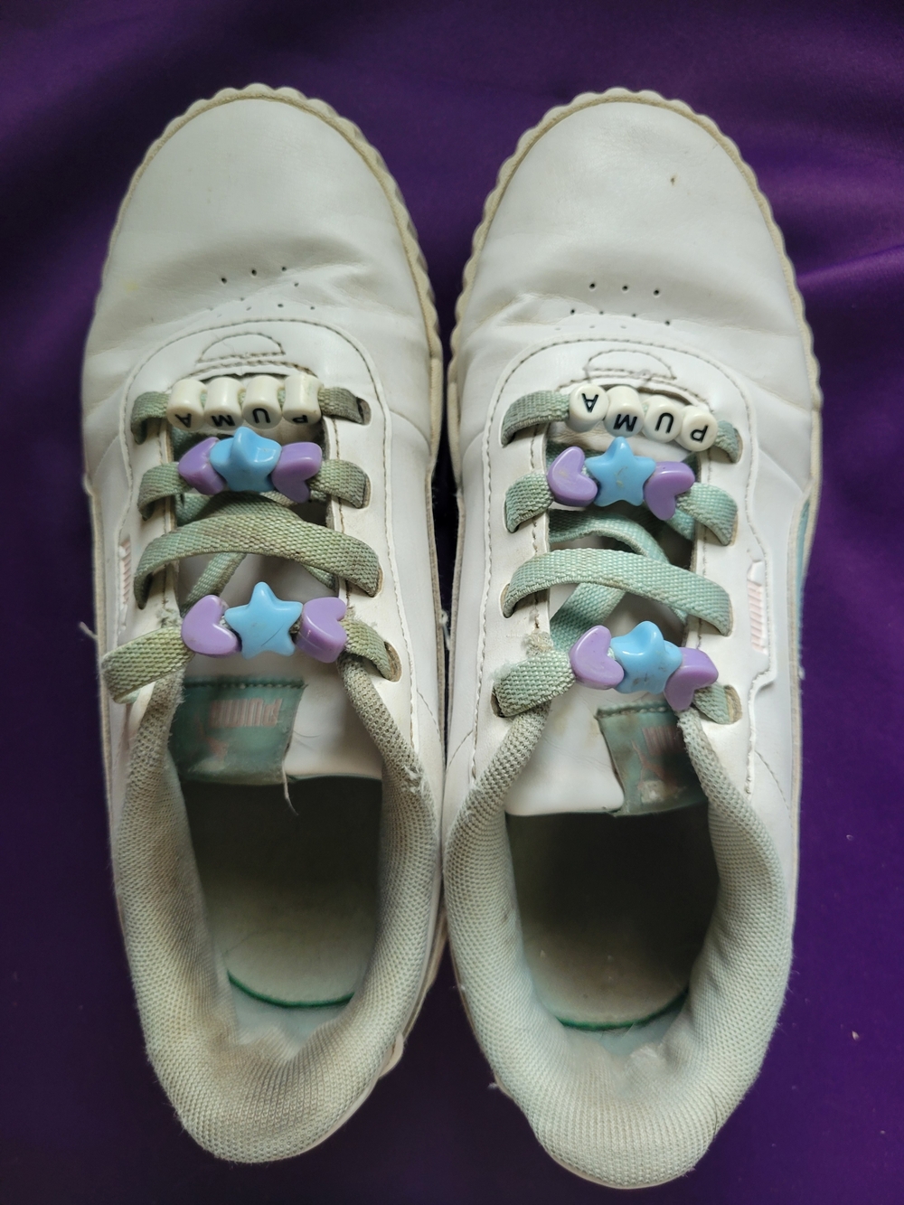 Puma Kids White & Mint Star Charm Sneakers